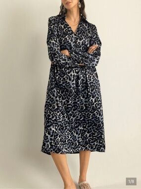 Palm Theory With Animal Print Maxi Dress in Twilight Navy